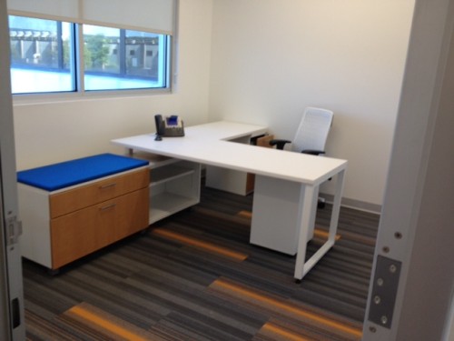 Wood Front Open Plan Lateral With Blue Cushion